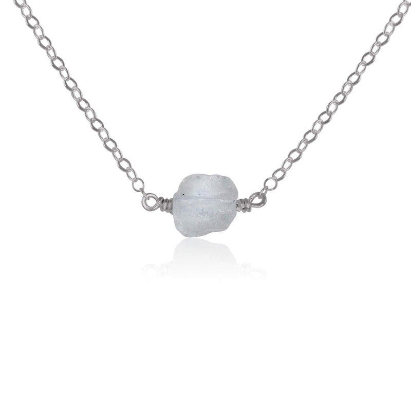 Raw Nugget Necklace - Crystal Quartz - Stainless Steel - Luna Tide Handmade Jewellery