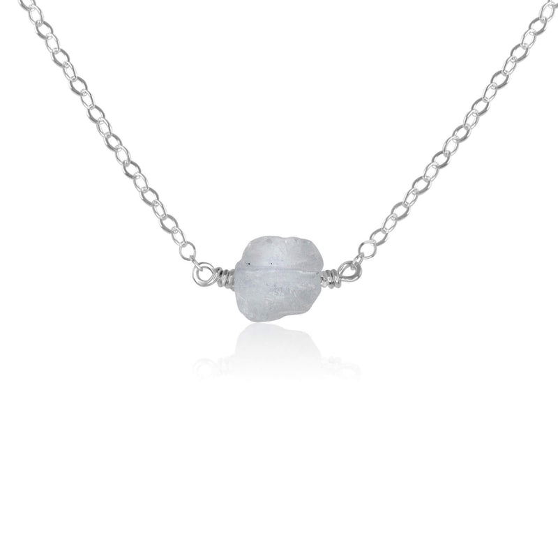 Raw Nugget Necklace - Crystal Quartz - Sterling Silver - Luna Tide Handmade Jewellery