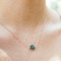 Raw Nugget Necklace - Emerald - 14K Rose Gold Fill - Luna Tide Handmade Jewellery