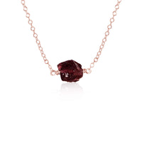 Raw Nugget Necklace - Garnet - 14K Rose Gold Fill - Luna Tide Handmade Jewellery