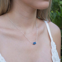 Raw Nugget Necklace - Kyanite - Sterling Silver - Luna Tide Handmade Jewellery