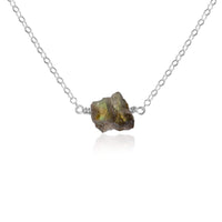 Raw Nugget Necklace - Labradorite - Sterling Silver - Luna Tide Handmade Jewellery