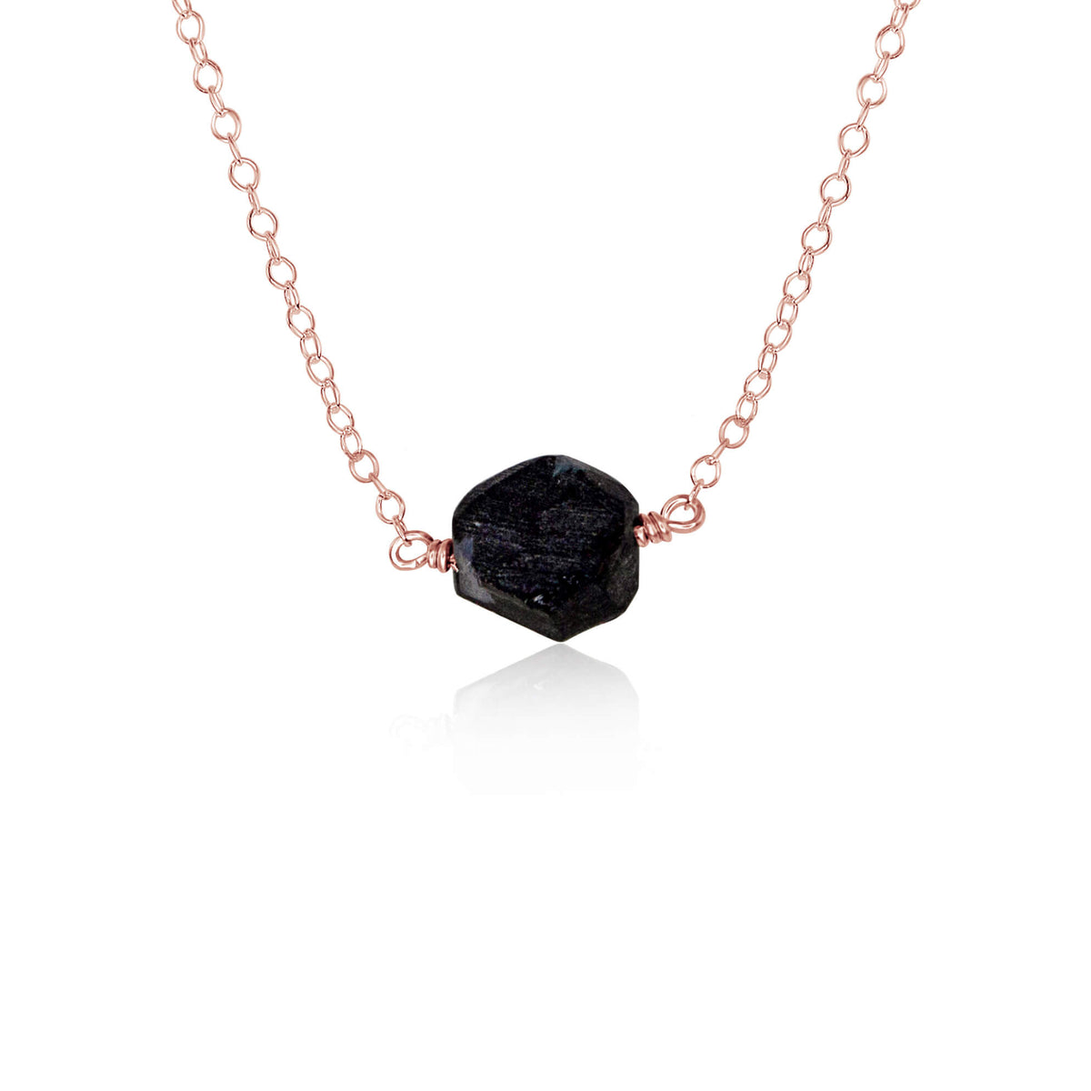 Raw Nugget Necklace - Obsidian - 14K Rose Gold Fill - Luna Tide Handmade Jewellery