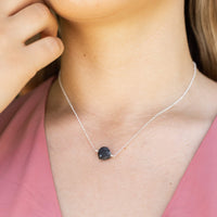 Raw Nugget Necklace - Obsidian - Sterling Silver - Luna Tide Handmade Jewellery