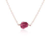 Raw Nugget Necklace - Pink Tourmaline - 14K Rose Gold Fill - Luna Tide Handmade Jewellery