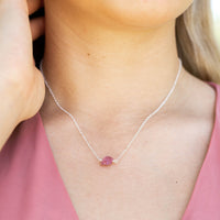 Raw Nugget Necklace - Pink Tourmaline - Sterling Silver - Luna Tide Handmade Jewellery