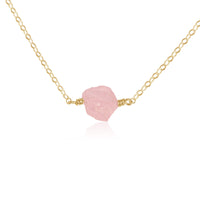 Raw Nugget Necklace - Rose Quartz - 14K Gold Fill - Luna Tide Handmade Jewellery