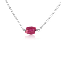 Raw Nugget Necklace - Ruby - Sterling Silver - Luna Tide Handmade Jewellery