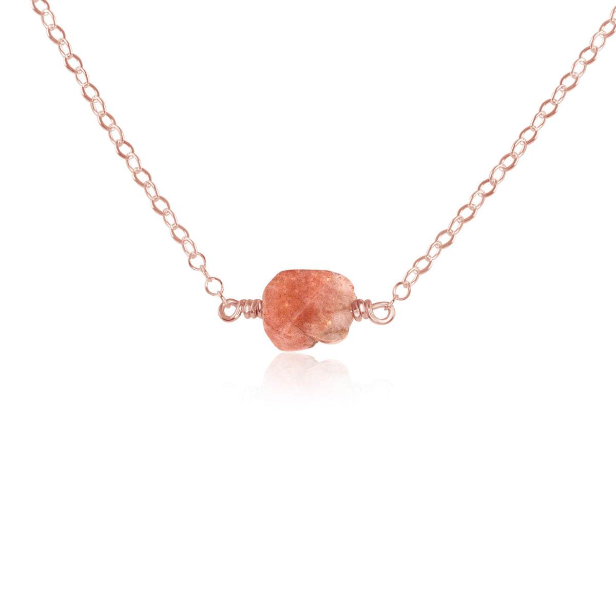 Raw Nugget Necklace - Sunstone - 14K Rose Gold Fill - Luna Tide Handmade Jewellery
