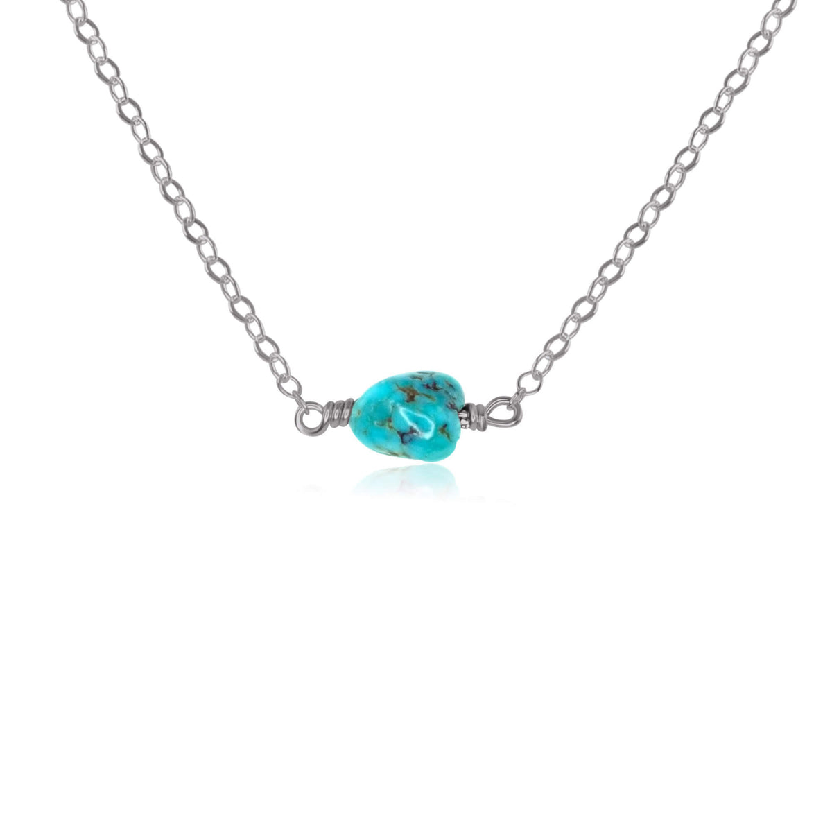 Raw Nugget Necklace - Turquoise - Stainless Steel - Luna Tide Handmade Jewellery
