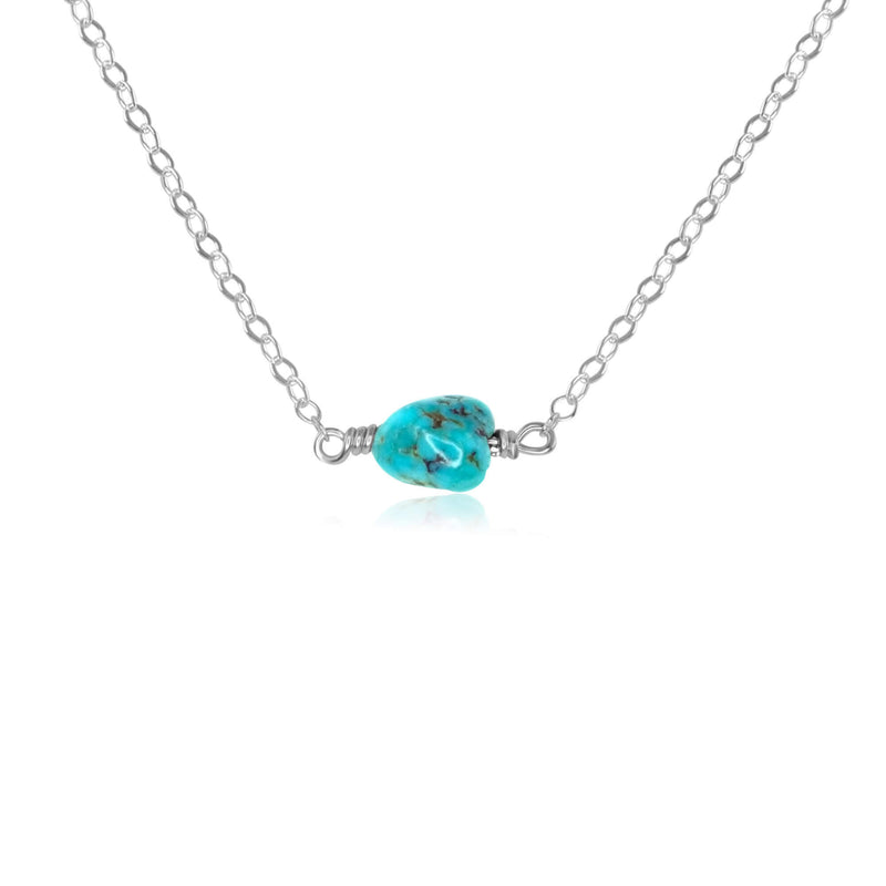 Raw Nugget Necklace - Turquoise - Sterling Silver - Luna Tide Handmade Jewellery
