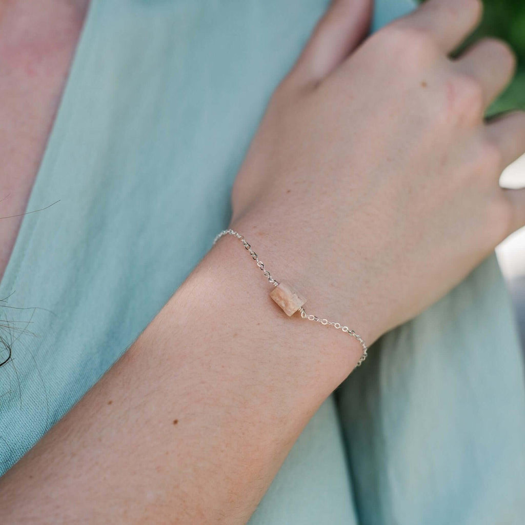 Raw Pink Peruvian Opal Crystal Nugget Bracelet - Raw Pink Peruvian Opal Crystal Nugget Bracelet - 14k Gold Fill - Luna Tide Handmade Crystal Jewellery