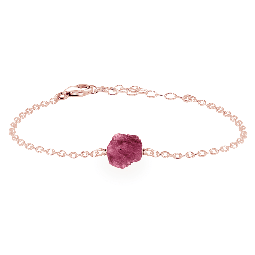 Raw Pink Tourmaline Crystal Nugget Bracelet - Raw Pink Tourmaline Crystal Nugget Bracelet - 14k Rose Gold Fill - Luna Tide Handmade Crystal Jewellery
