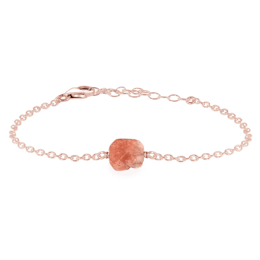 Raw Sunstone Crystal Nugget Bracelet - Raw Sunstone Crystal Nugget Bracelet - 14k Rose Gold Fill - Luna Tide Handmade Crystal Jewellery