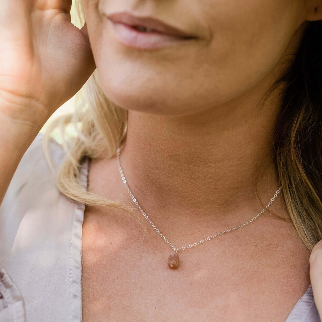 Raw Sunstone Natural Crystal Pendant Necklace - Raw Sunstone Natural Crystal Pendant Necklace - 14k Gold Fill / Satellite - Luna Tide Handmade Crystal Jewellery