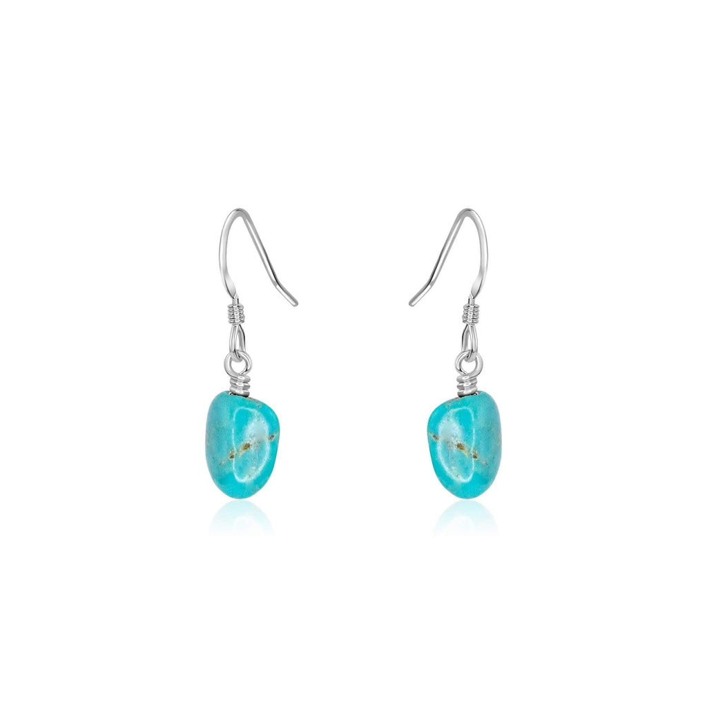 Raw Turquoise Crystal Dangle Drop Earrings - Raw Turquoise Crystal Dangle Drop Earrings - Sterling Silver - Luna Tide Handmade Crystal Jewellery