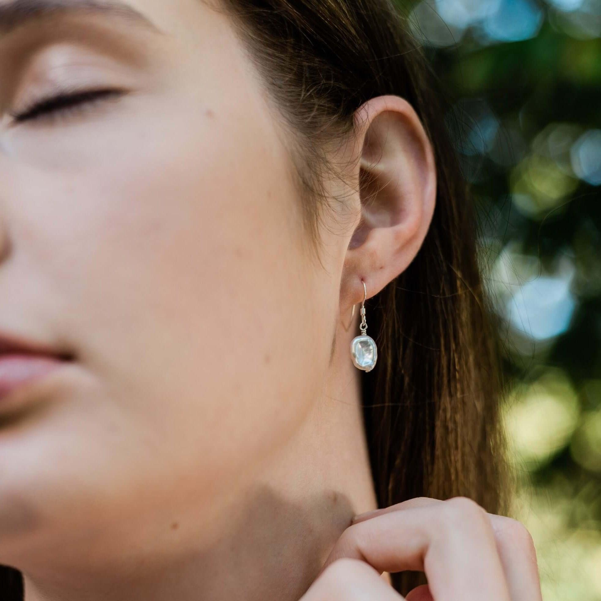 Freshwater pearl and Quartz crystal gemstone silver offers dangle earrings