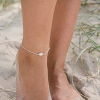 Raw Nugget Anklet - Freshwater Pearl - Sterling Silver - Luna Tide Handmade Jewellery