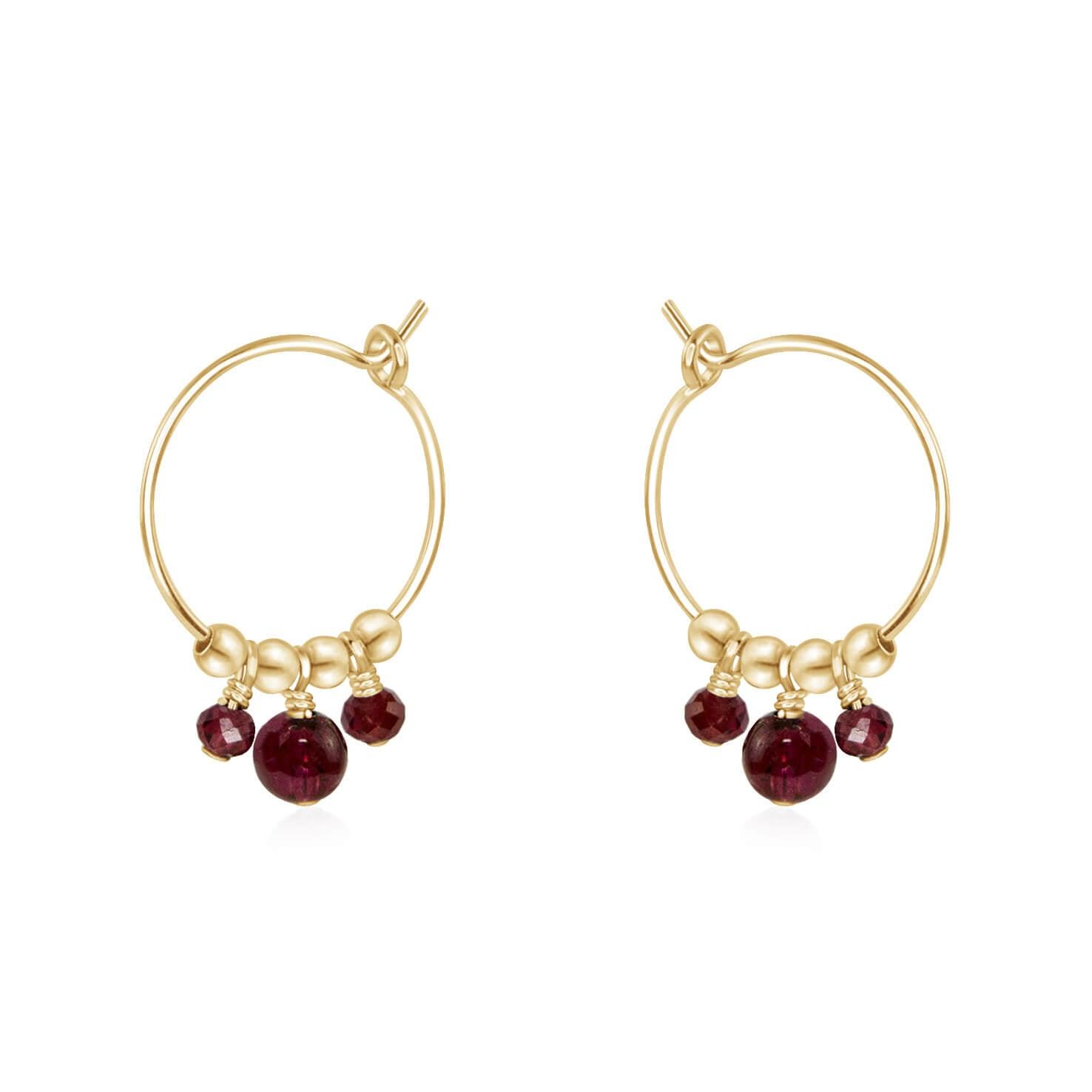 Garnet gemstone gold hoop earrings deals