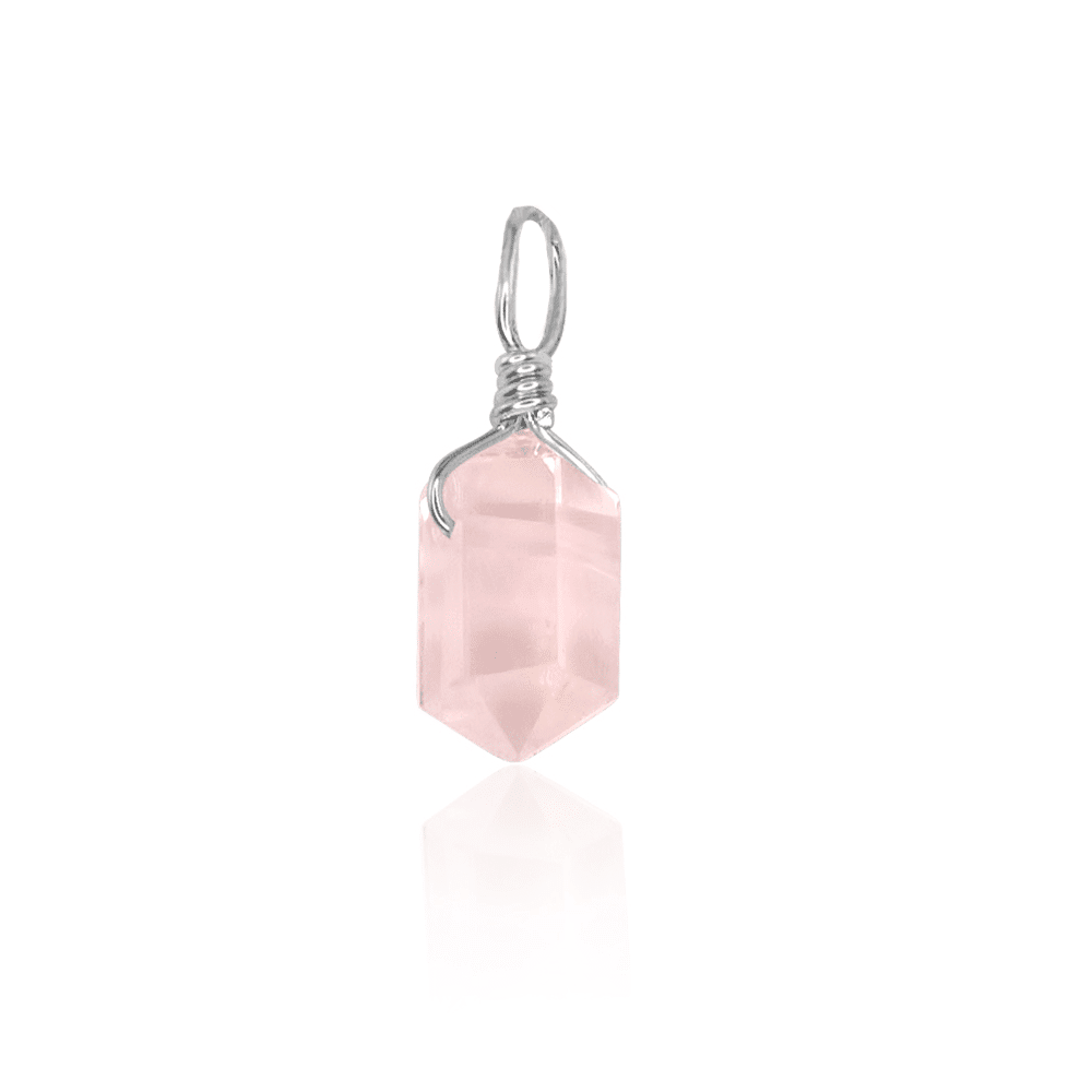 Rose Quartz Mini Double Terminated Crystal Point Pendant - Rose Quartz Mini Double Terminated Crystal Point Pendant - Sterling Silver - Luna Tide Handmade Crystal Jewellery