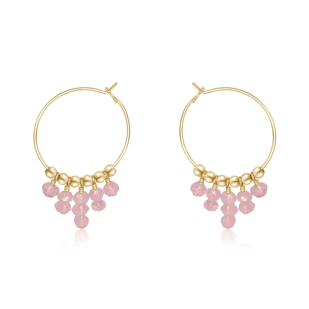 Rose Quartz Statement Hoop Earrings - Rose Quartz Statement Hoop Earrings - 14k Gold Fill - Luna Tide Handmade Crystal Jewellery