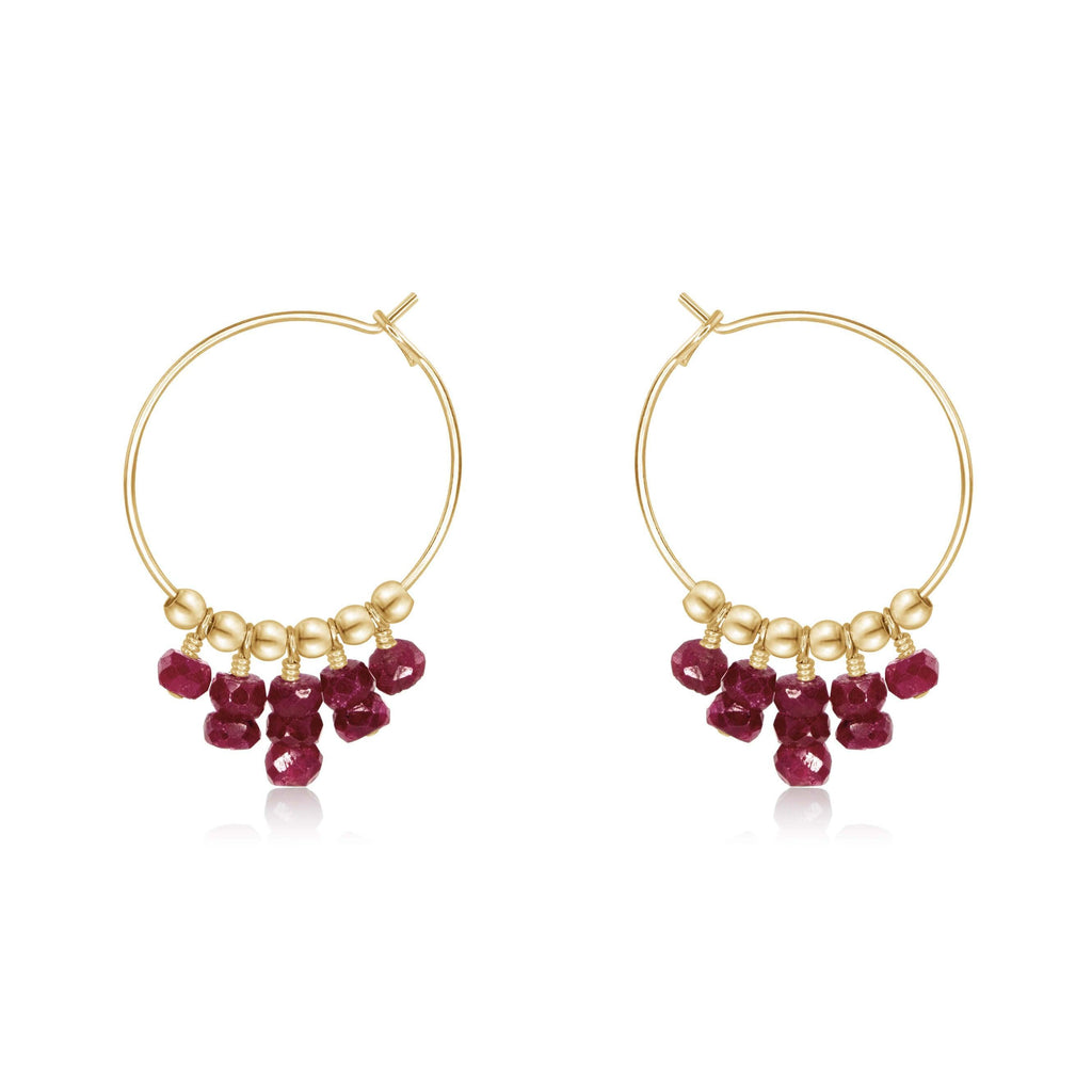 Ruby Statement Hoop Earrings - Ruby Statement Hoop Earrings - 14k Gold Fill - Luna Tide Handmade Crystal Jewellery