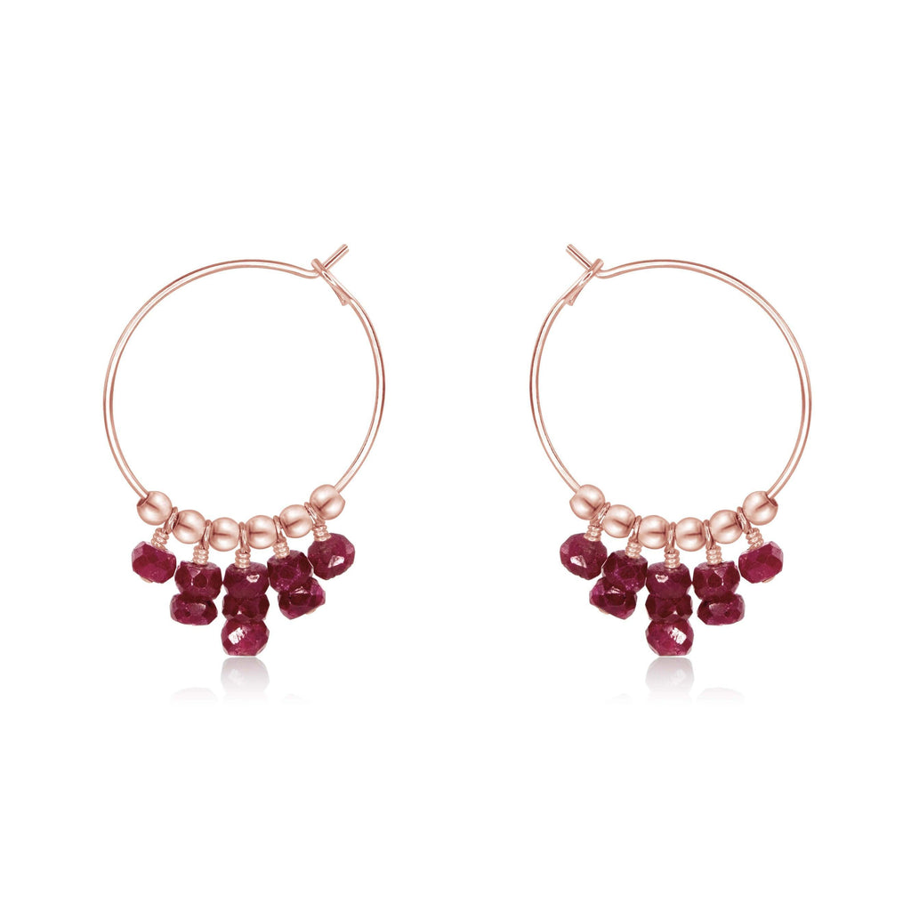 Ruby Statement Hoop Earrings - Ruby Statement Hoop Earrings - 14k Rose Gold Fill - Luna Tide Handmade Crystal Jewellery