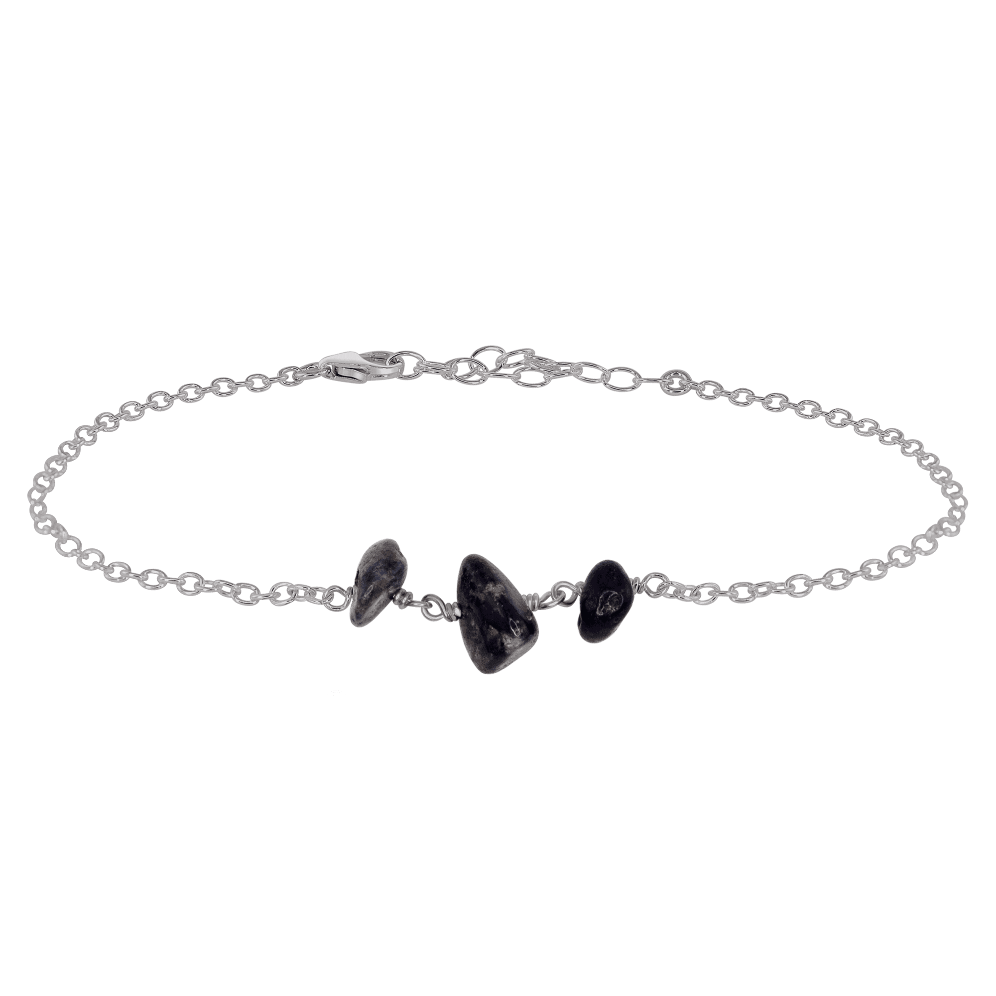 Sapphire Beaded Chain Anklet - Sapphire Beaded Chain Anklet - Stainless Steel - Luna Tide Handmade Crystal Jewellery