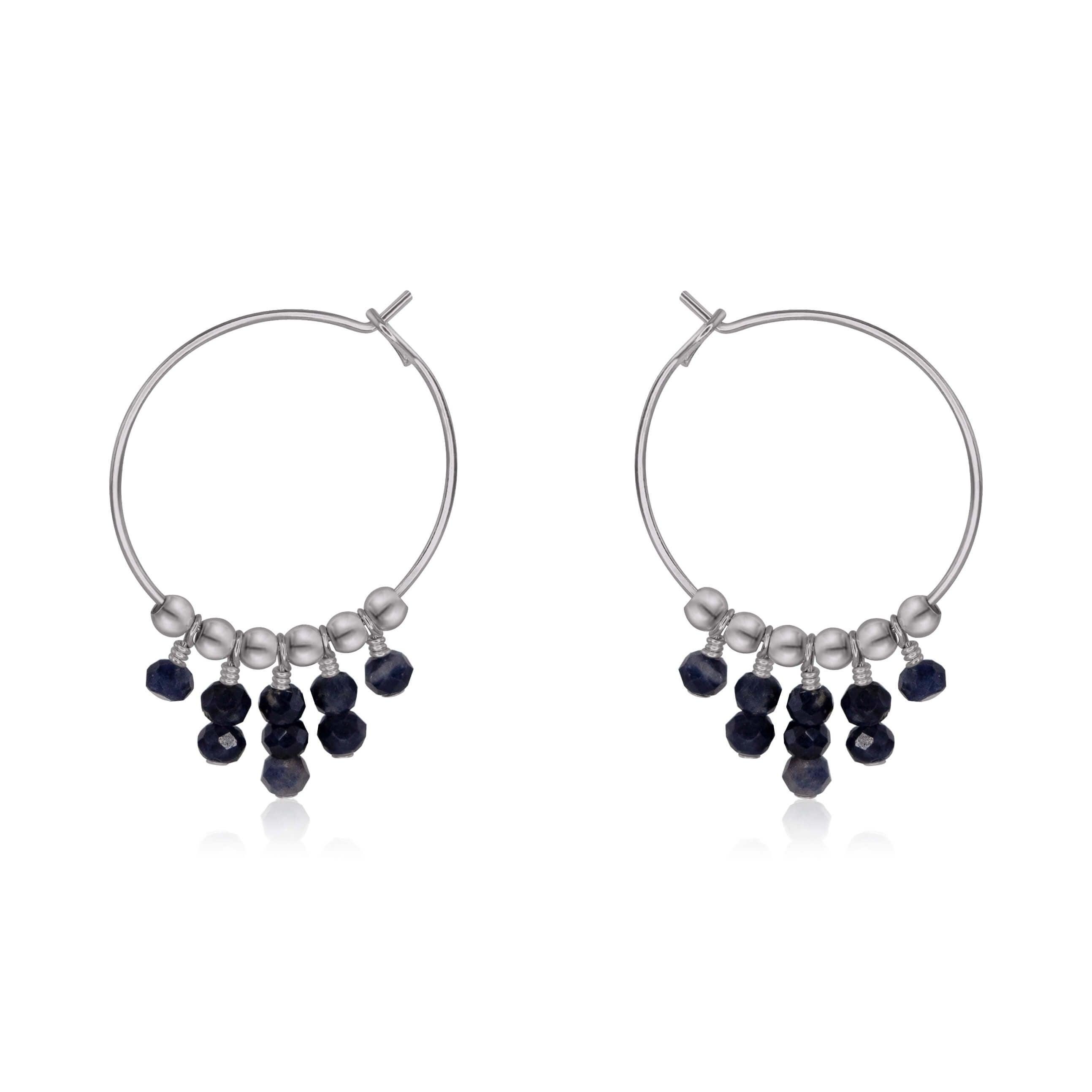 Sapphire Statement Hoop Earrings - Sapphire Statement Hoop Earrings - Stainless Steel - Luna Tide Handmade Crystal Jewellery