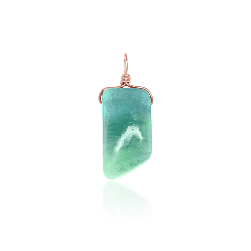 Small Smooth Amazonite Crystal Pendant with Gentle Point - Small Smooth Amazonite Crystal Pendant with Gentle Point - 14k Rose Gold Fill - Luna Tide Handmade Crystal Jewellery