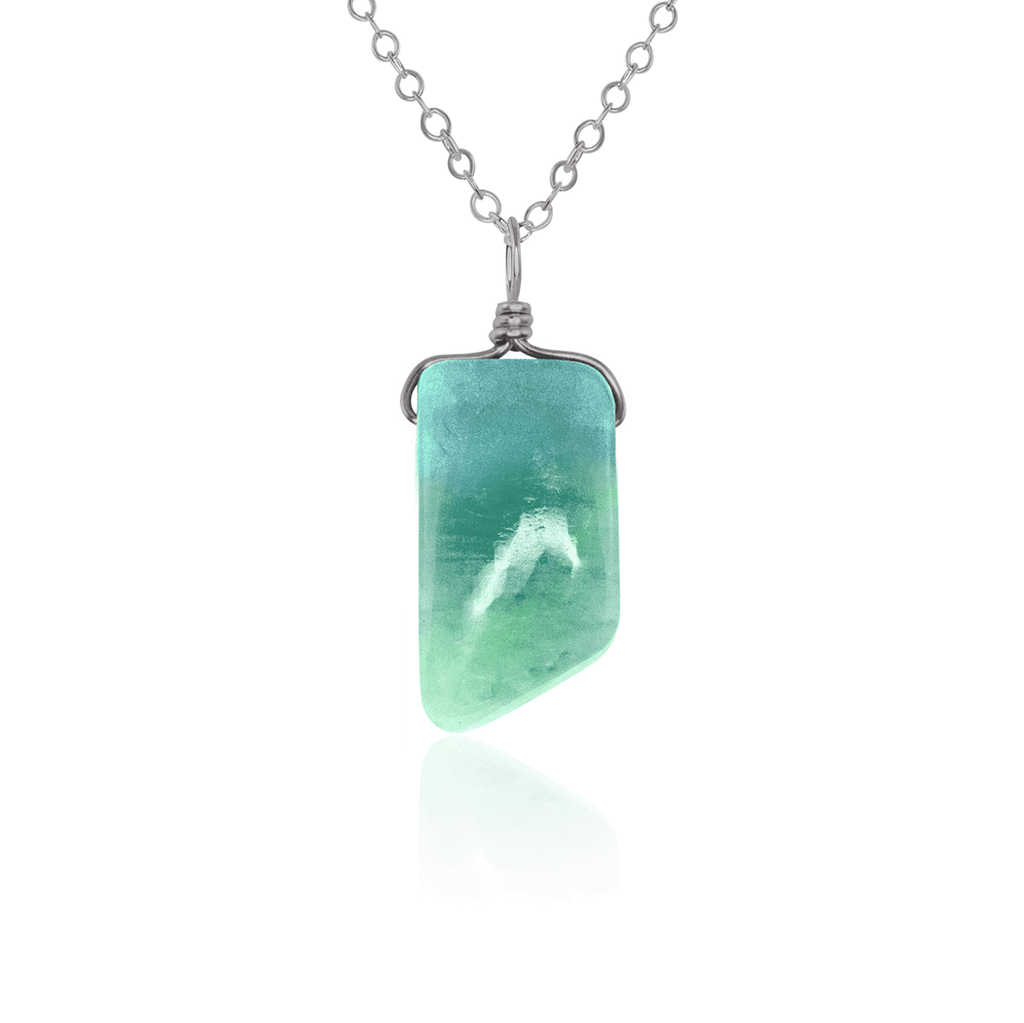 Small Smooth Amazonite Gentle Point Crystal Pendant Necklace - Small Smooth Amazonite Gentle Point Crystal Pendant Necklace - Stainless Steel / Cable - Luna Tide Handmade Crystal Jewellery