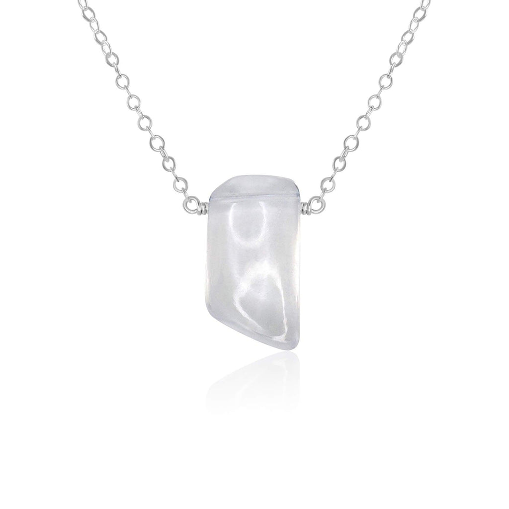 Small Smooth Clear Crystal Quartz Crystal Slab Necklace - Small Smooth Clear Crystal Quartz Crystal Slab Necklace - Sterling Silver - Luna Tide Handmade Crystal Jewellery