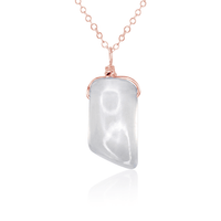 Small Smooth Crystal Quartz Gentle Point Crystal Pendant Necklace - Small Smooth Crystal Quartz Gentle Point Crystal Pendant Necklace - 14k Rose Gold Fill / Cable - Luna Tide Handmade Crystal Jewellery