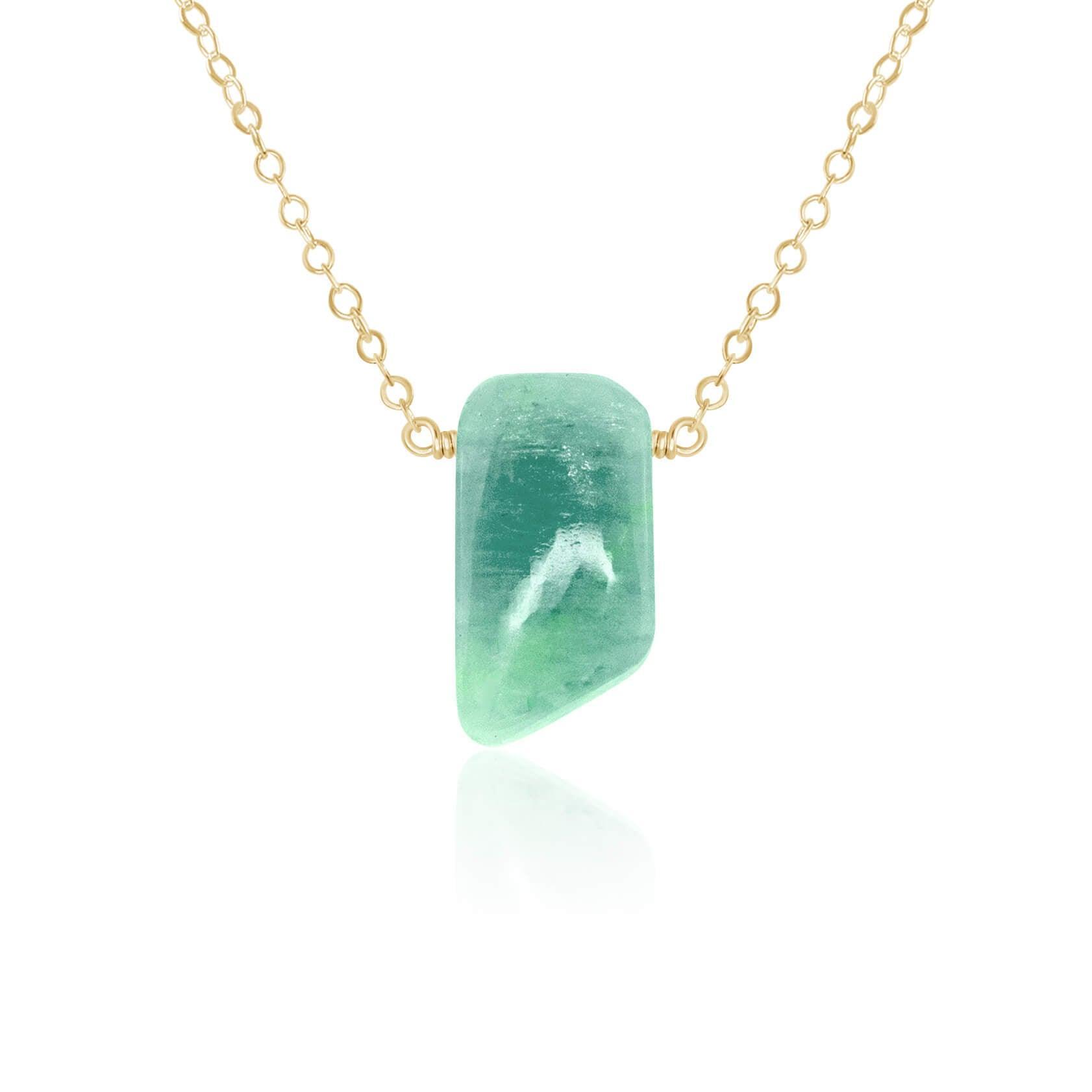 Small Smooth Green Amazonite Crystal Slab Necklace - Small Smooth Green Amazonite Crystal Slab Necklace - 14k Gold Fill - Luna Tide Handmade Crystal Jewellery