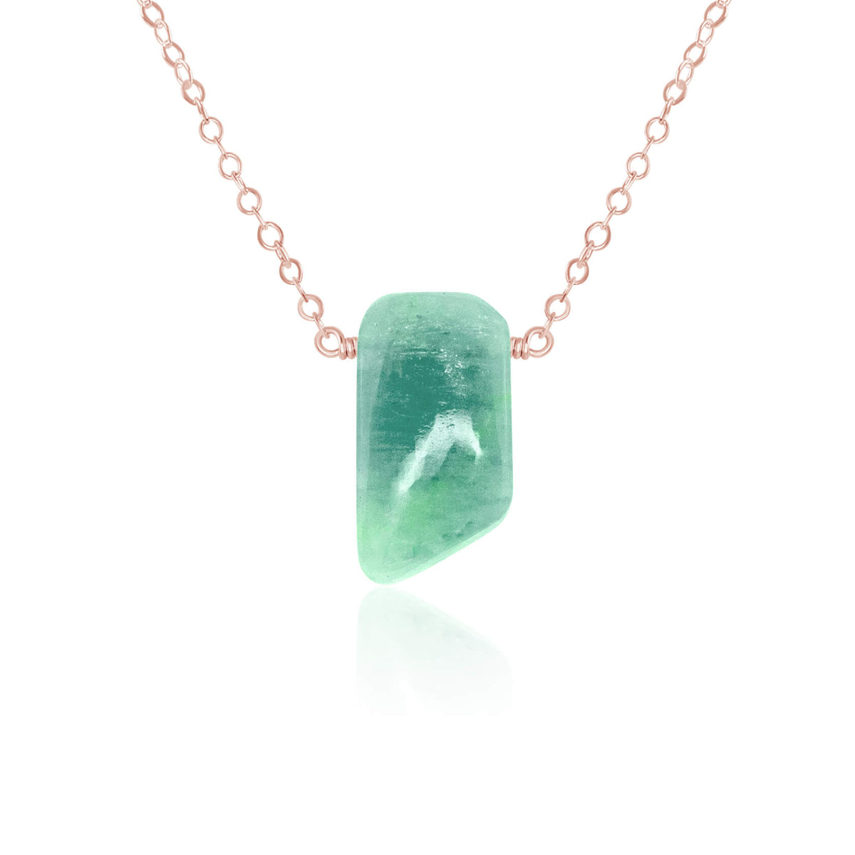 Small Smooth Slab Point Necklace - Amazonite - 14K Rose Gold Fill - Luna Tide Handmade Jewellery