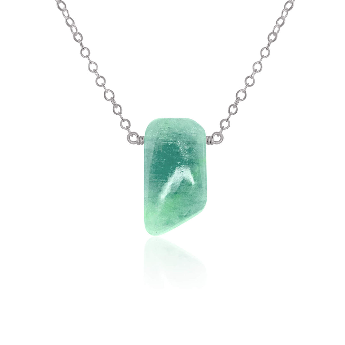 Small Smooth Slab Point Necklace - Amazonite - Stainless Steel - Luna Tide Handmade Jewellery