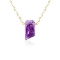Small Smooth Slab Point Necklace - Amethyst - 14K Gold Fill - Luna Tide Handmade Jewellery