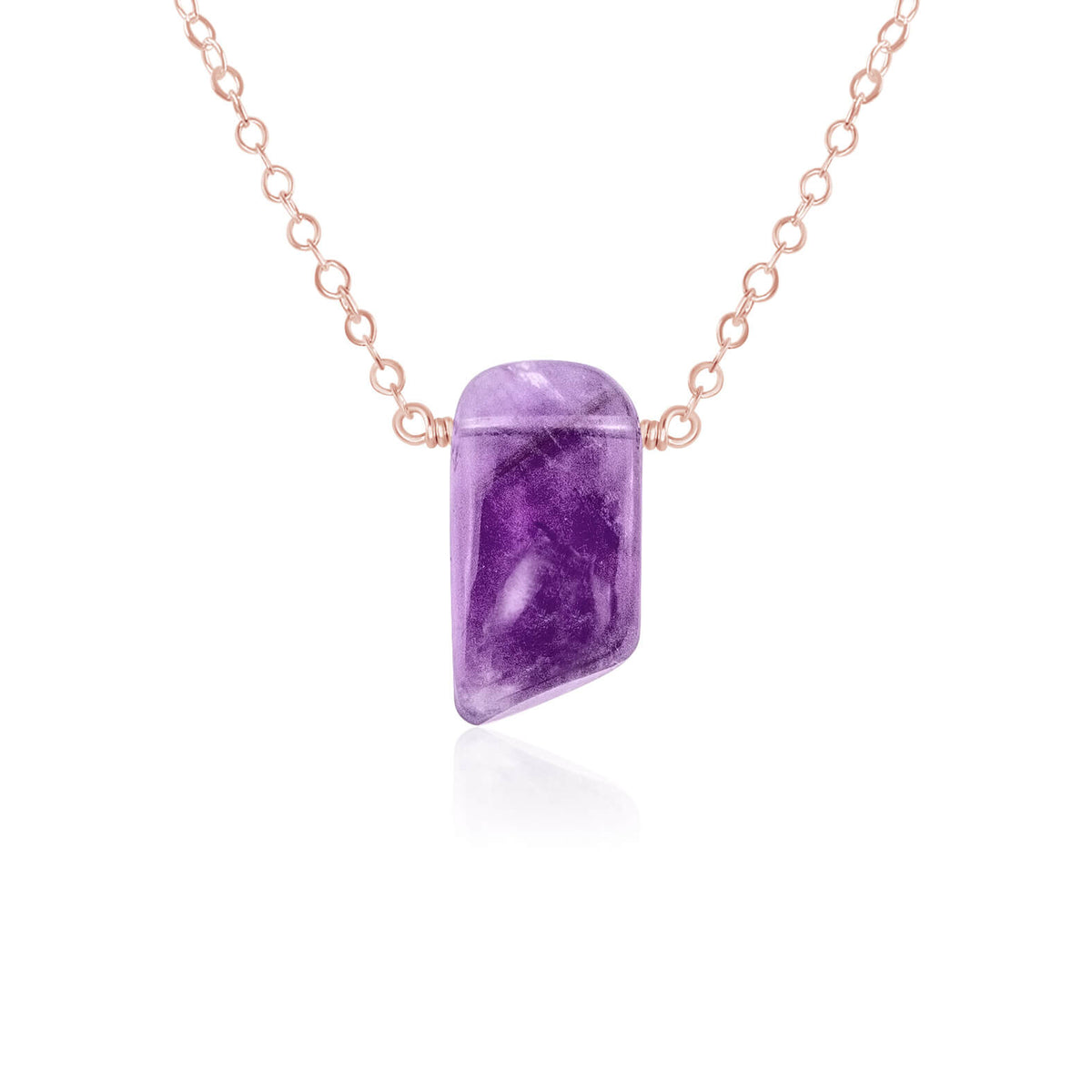 Small Smooth Slab Point Necklace - Amethyst - 14K Rose Gold Fill - Luna Tide Handmade Jewellery