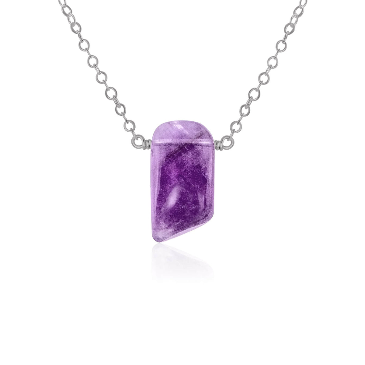 Small Smooth Slab Point Necklace - Amethyst - Stainless Steel - Luna Tide Handmade Jewellery