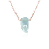 Small Smooth Slab Point Necklace - Aquamarine - 14K Rose Gold Fill - Luna Tide Handmade Jewellery