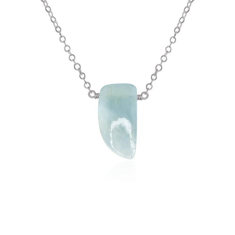 Small Smooth Slab Point Necklace - Aquamarine - Stainless Steel - Luna Tide Handmade Jewellery