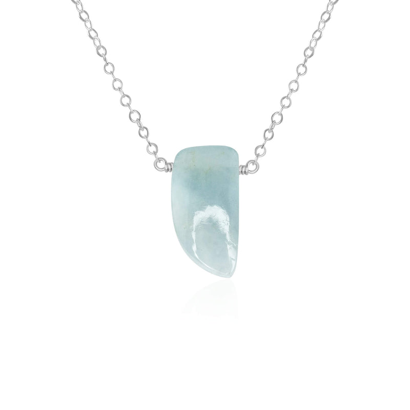 Small Smooth Slab Point Necklace - Aquamarine - Sterling Silver - Luna Tide Handmade Jewellery