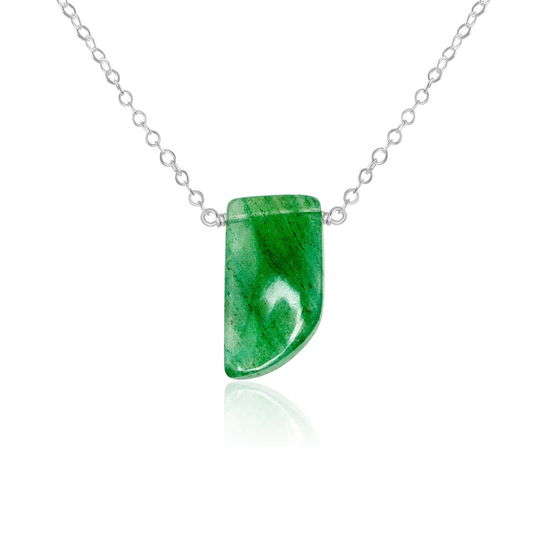 Small Smooth Slab Point Necklace - Aventurine - Sterling Silver - Luna Tide Handmade Jewellery