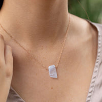 Small Smooth Slab Point Necklace - Blue Lace Agate - 14K Rose Gold Fill - Luna Tide Handmade Jewellery