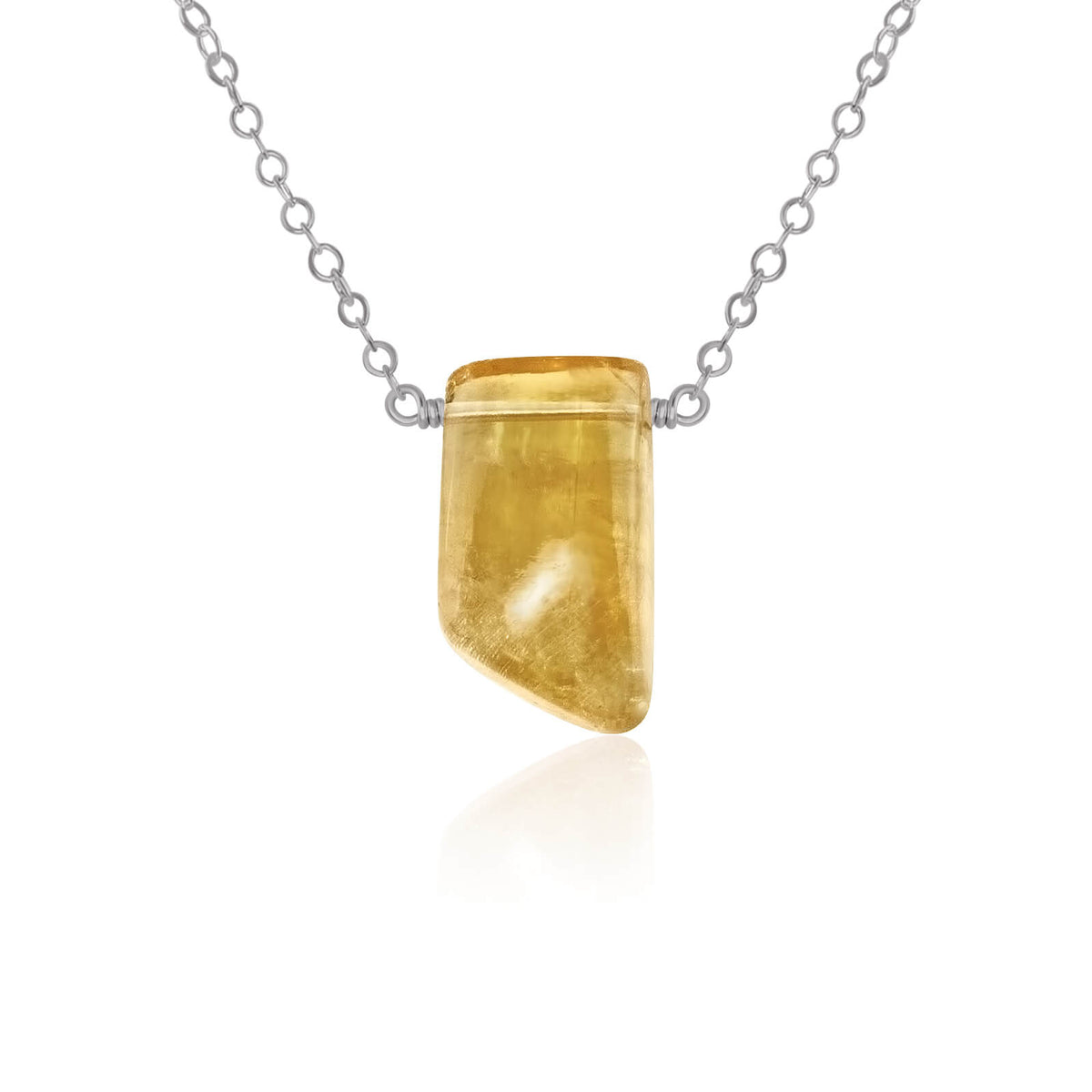 Small Smooth Slab Point Necklace - Citrine - Stainless Steel - Luna Tide Handmade Jewellery