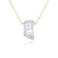 Small Smooth Slab Point Necklace - Crystal Quartz - 14K Gold Fill - Luna Tide Handmade Jewellery