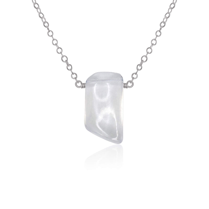 Small Smooth Slab Point Necklace - Crystal Quartz - Stainless Steel - Luna Tide Handmade Jewellery