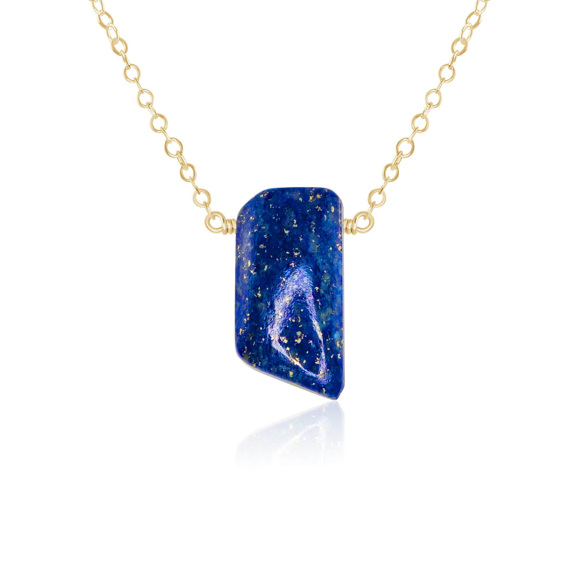 Small Smooth Slab Point Necklace - Lapis Lazuli - 14K Gold Fill - Luna Tide Handmade Jewellery