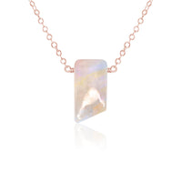 Small Smooth Slab Point Necklace - Rainbow Moonstone - 14K Rose Gold Fill - Luna Tide Handmade Jewellery