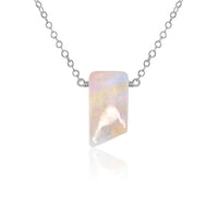 Small Smooth Slab Point Necklace - Rainbow Moonstone - Stainless Steel - Luna Tide Handmade Jewellery